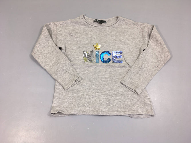 Pull gris chiné Nice sequins, bouloché, moins cher chez Petit Kiwi