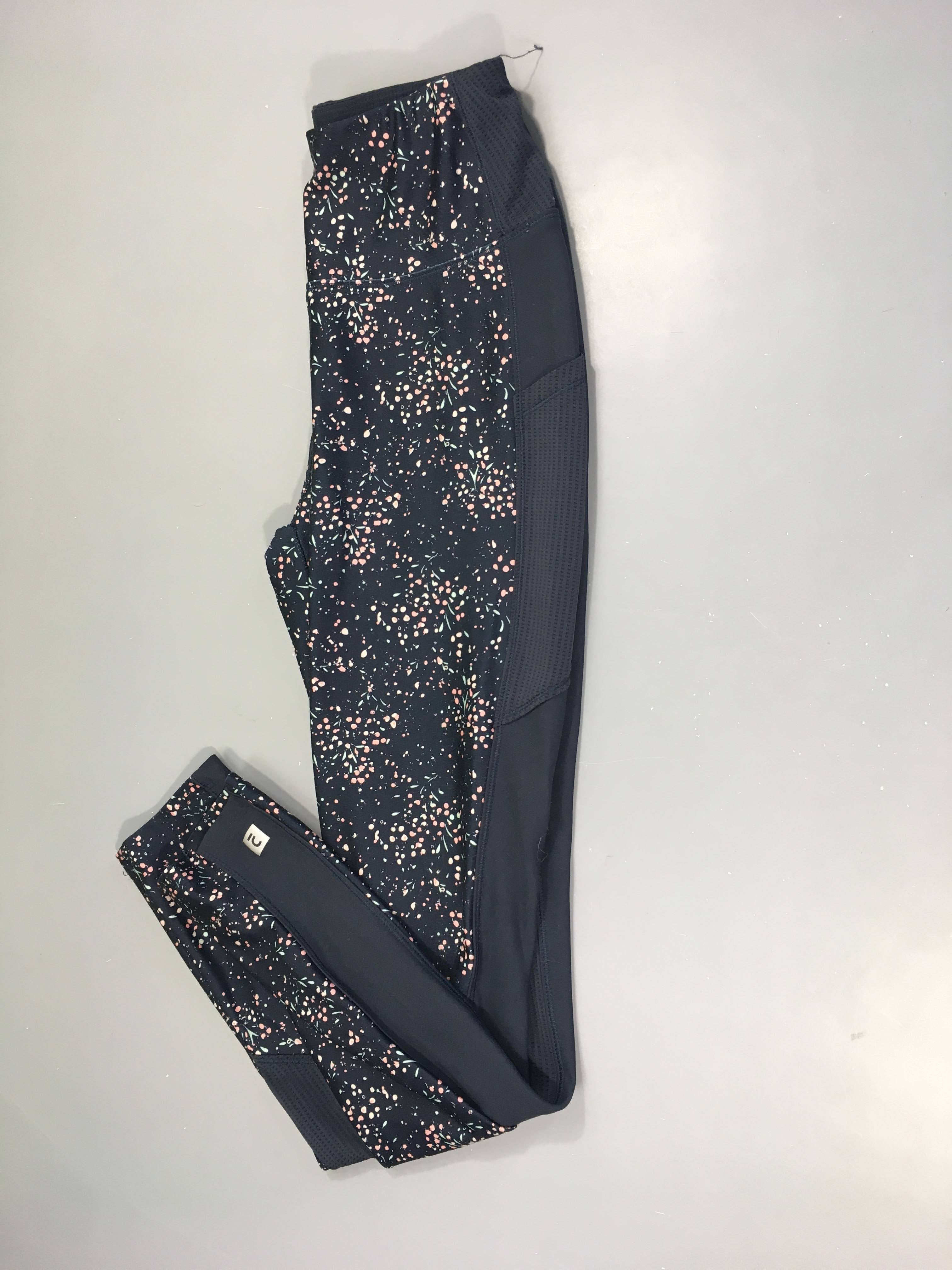 Legging de sport bleu motifs rose