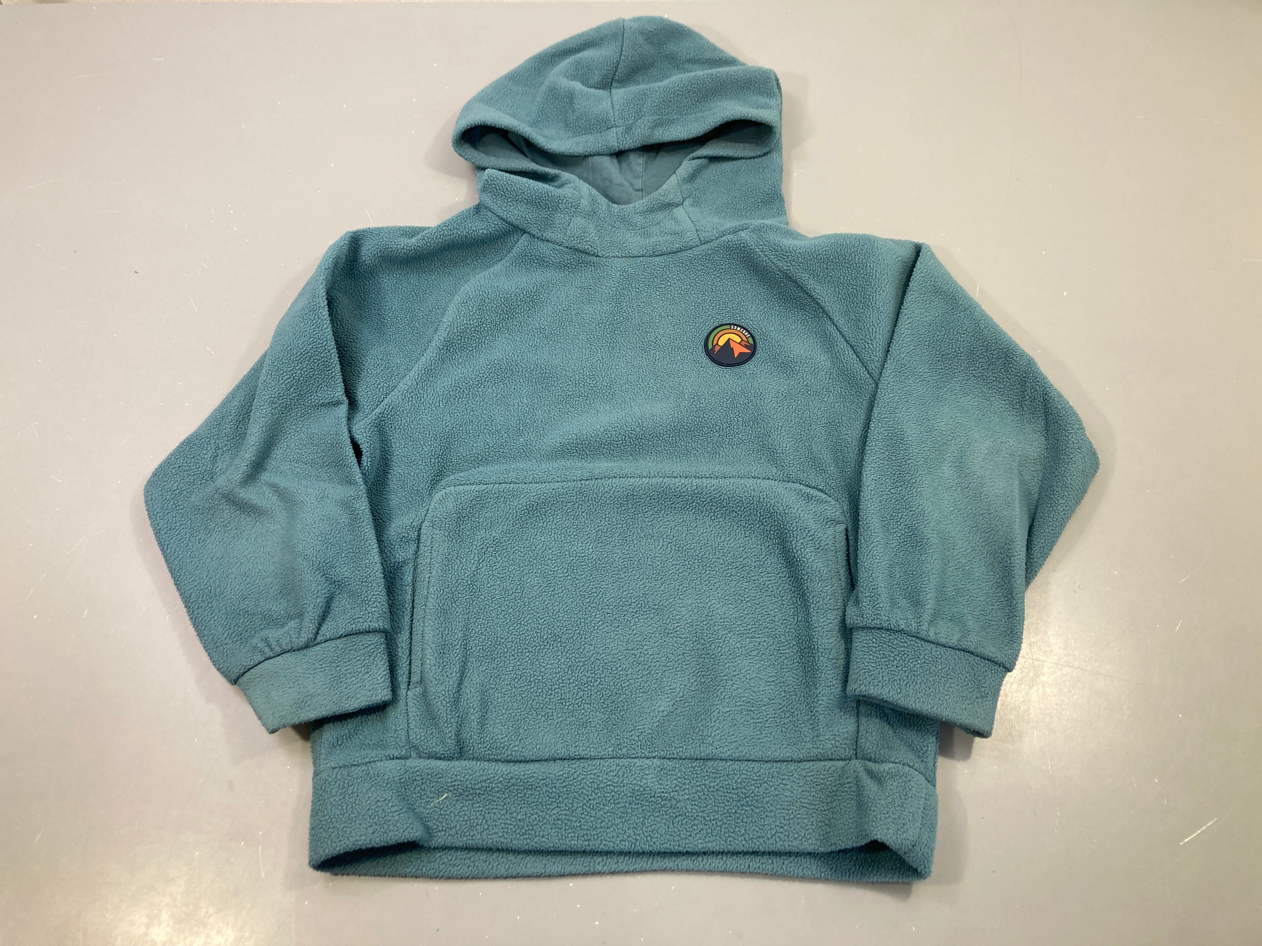 Polar à capuche bleu, poche kangourou