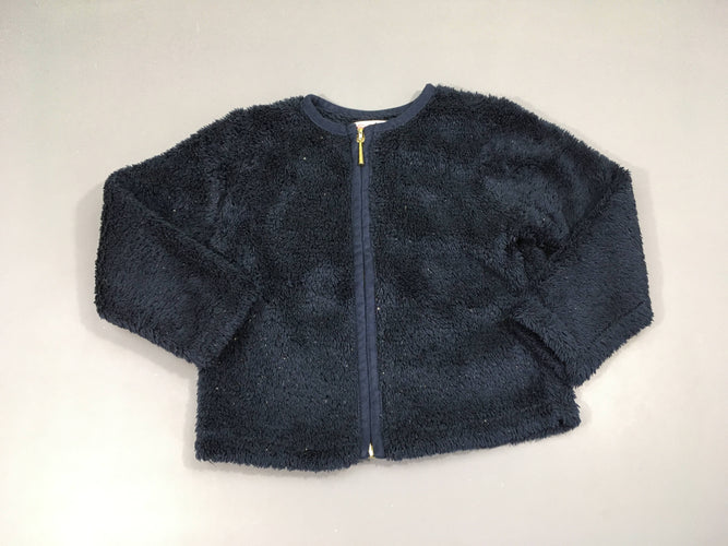 Gilet zippé velours bleu marine irisé, moins cher chez Petit Kiwi