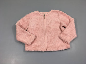 Gilet zippé velours rose irisé
