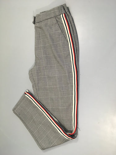 Pantalon à carreaux gris bandes latérales, moins cher chez Petit Kiwi