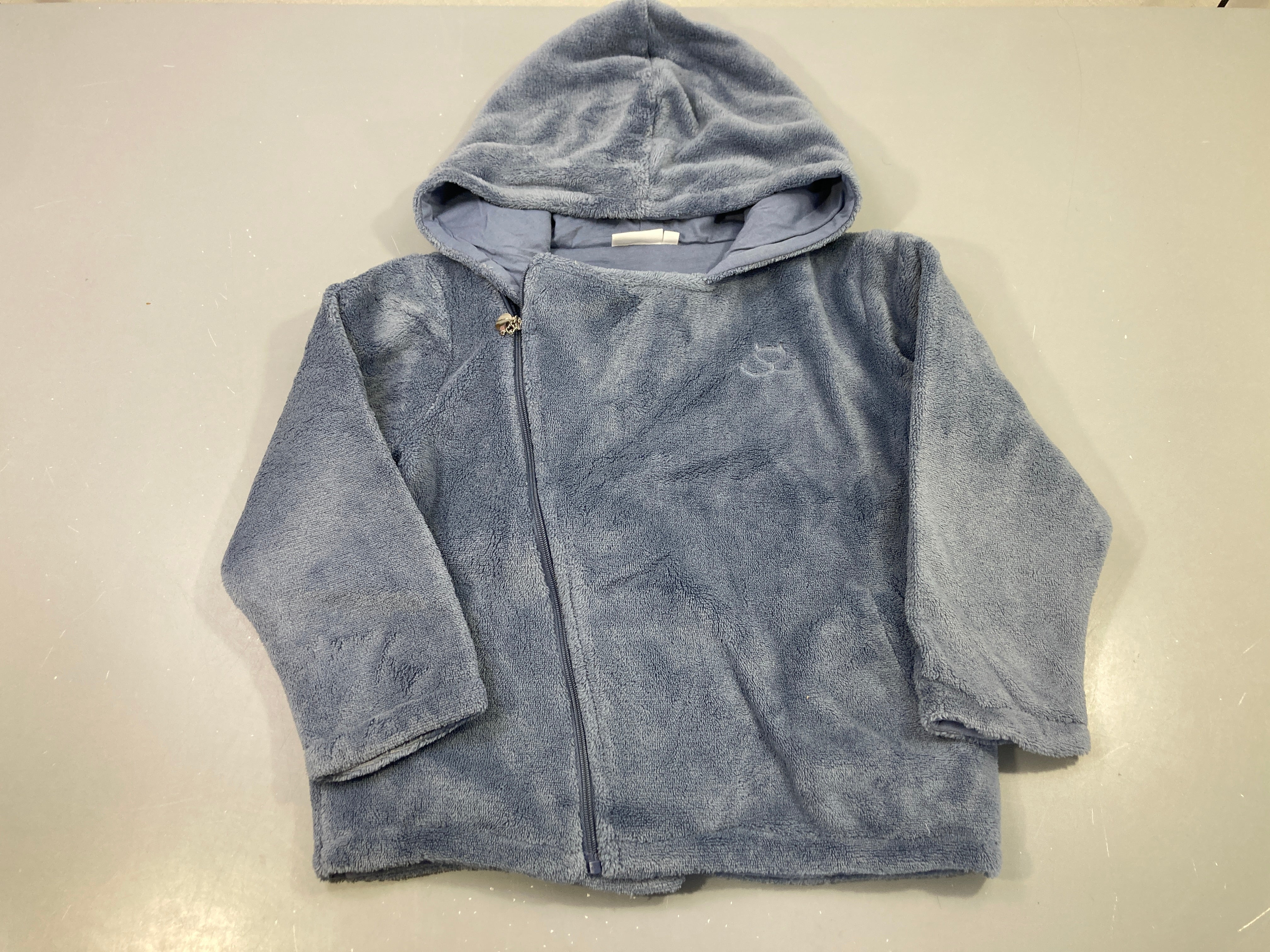 Veste zippée capuche velours bleu