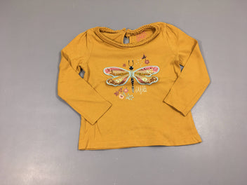 T-shirt m.l orange papillon sequins col tressé