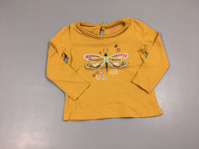 T-shirt m.l orange papillon sequins col tressé, moins cher chez Petit Kiwi