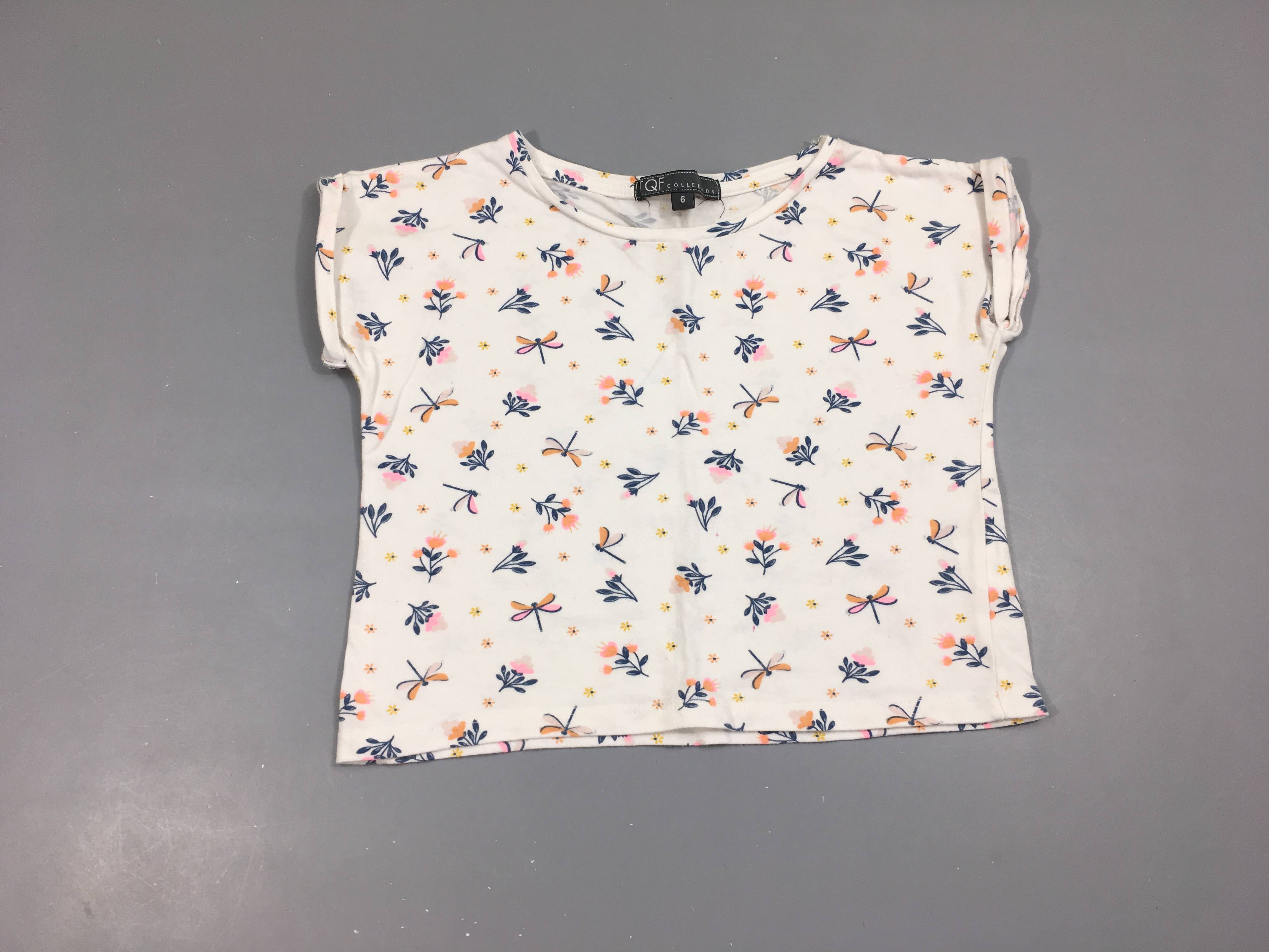 T-shirt m.c court blanc fleurs