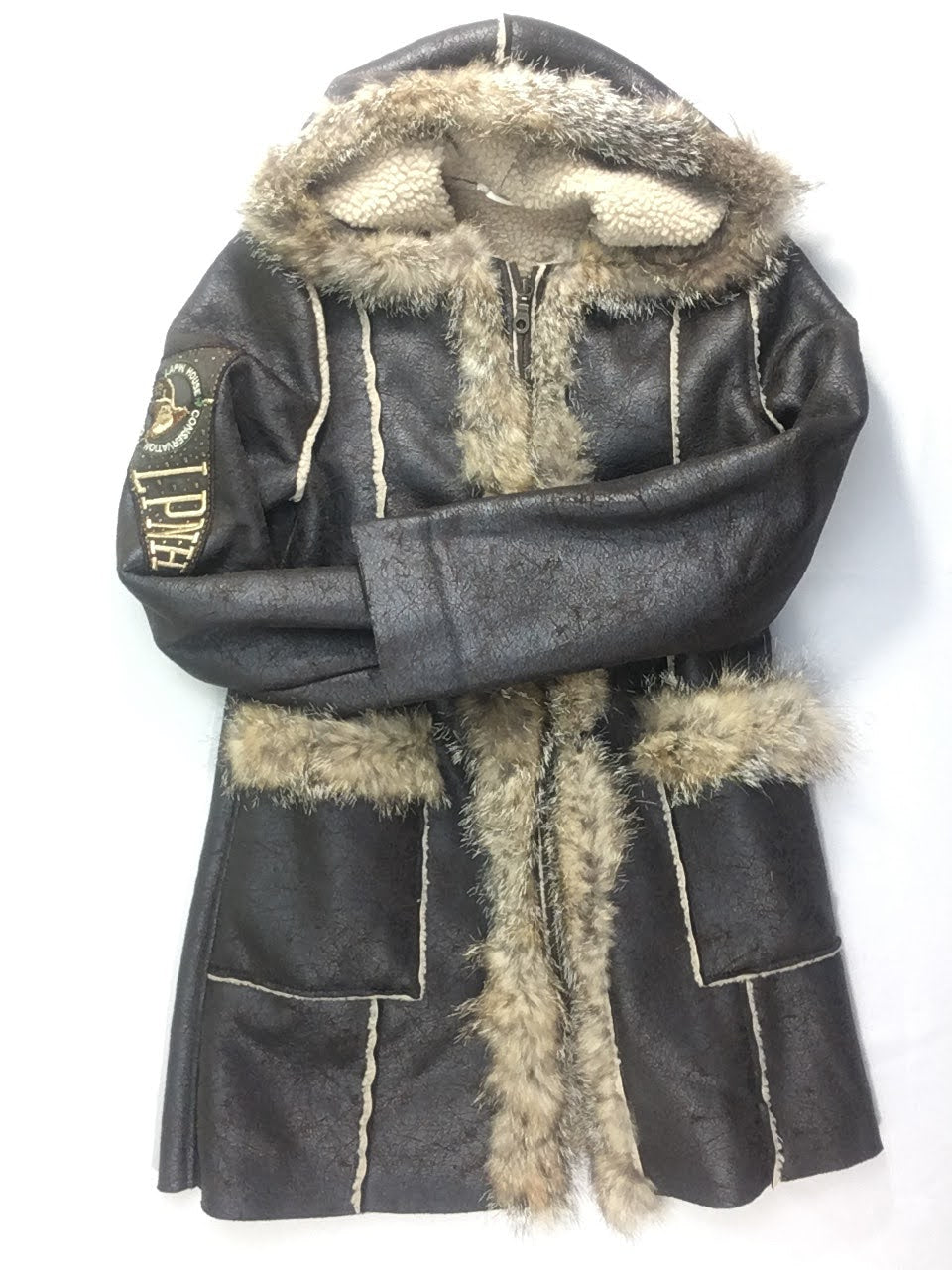 Veste longue brune peau mouton retourné LPNH 100% Tactel- fourrure