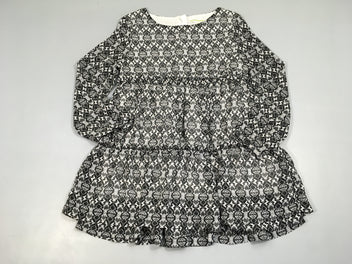 Robe m.l voile noir motifs blancs