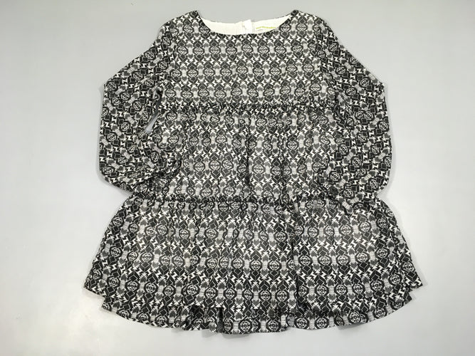 Robe m.l voile noir motifs blancs, moins cher chez Petit Kiwi