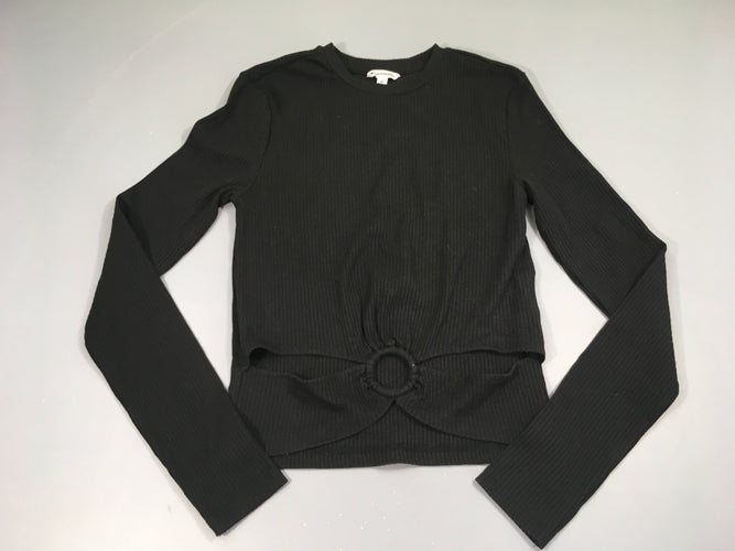 T-shirt m.l côtelé noir ouvert bas, moins cher chez Petit Kiwi