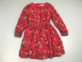 Robe m.l voil rose vif fleurs