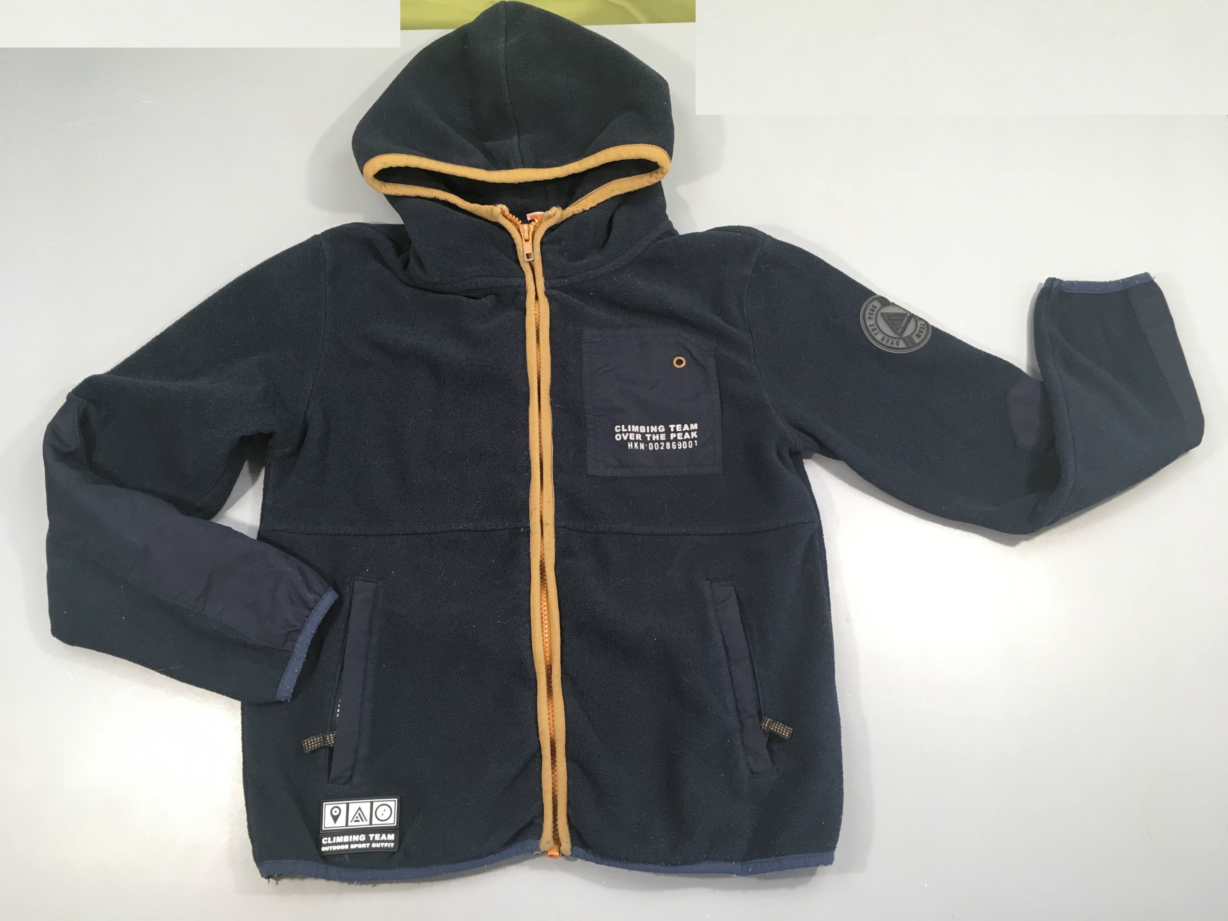 Polar zippé à capuche bleu-brun fausse poche Climbing