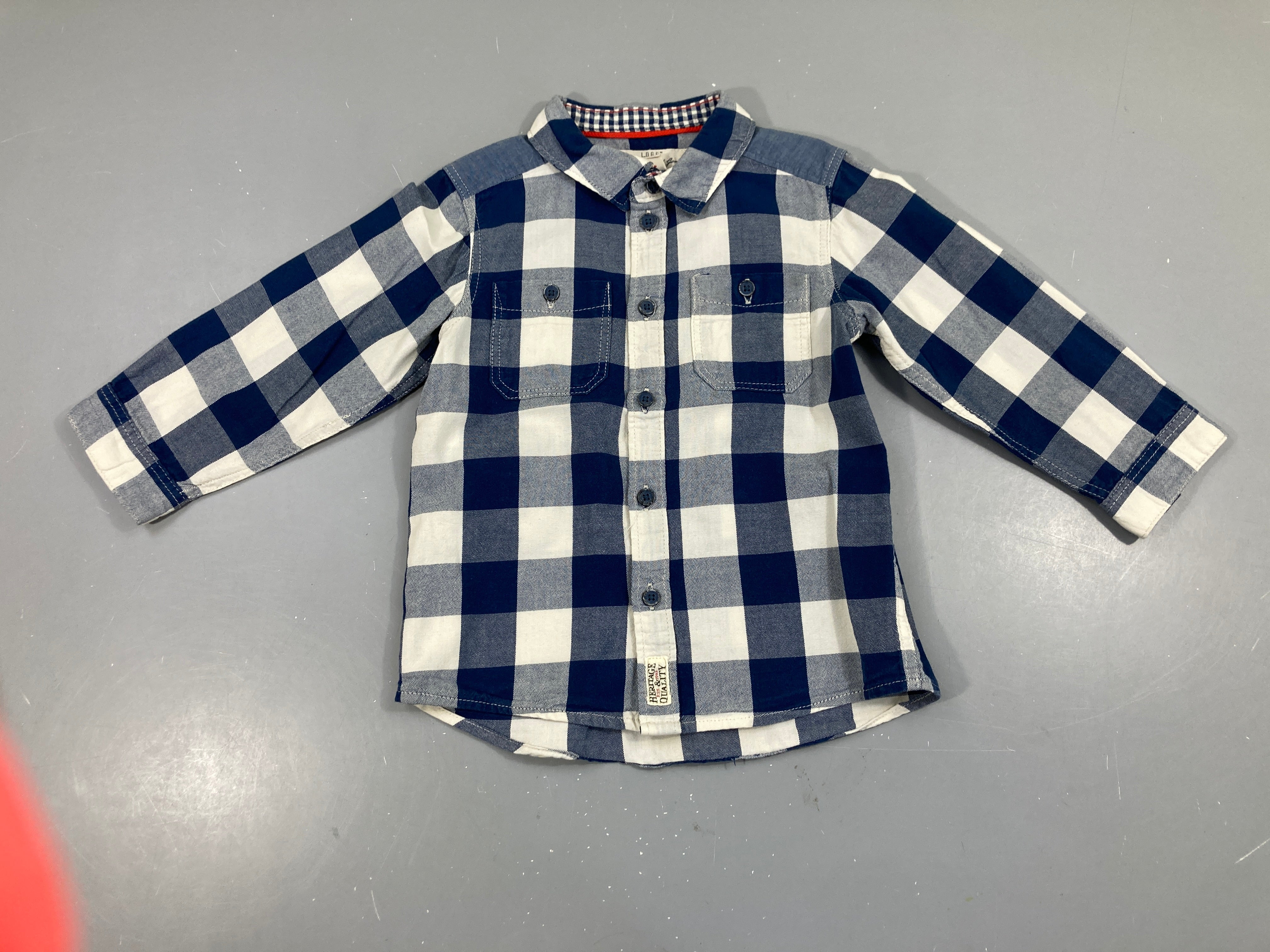 Chemise m.l à carreaux bleu blanc
