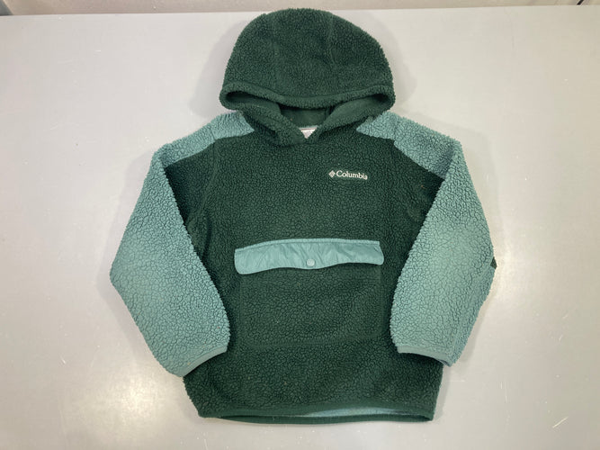 Pull à capuche sherpa vert menthe, poche zippée, Columbia, moins cher chez Petit Kiwi