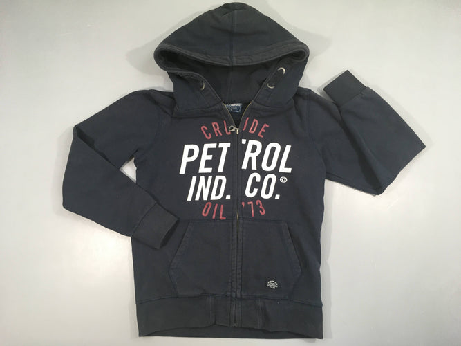 Sweat zippé à capuche bleu foncé Petrol effet craquelé, moins cher chez Petit Kiwi