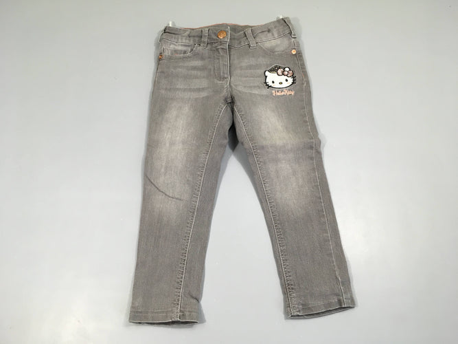 Jeans gris doublé jersey Hello Kitty, moins cher chez Petit Kiwi