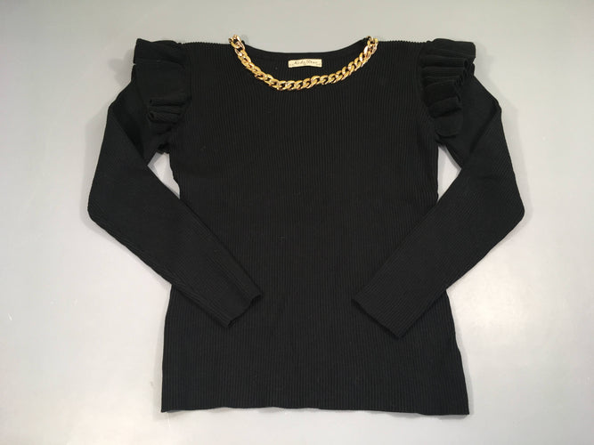 Pull noir colier doré, moins cher chez Petit Kiwi
