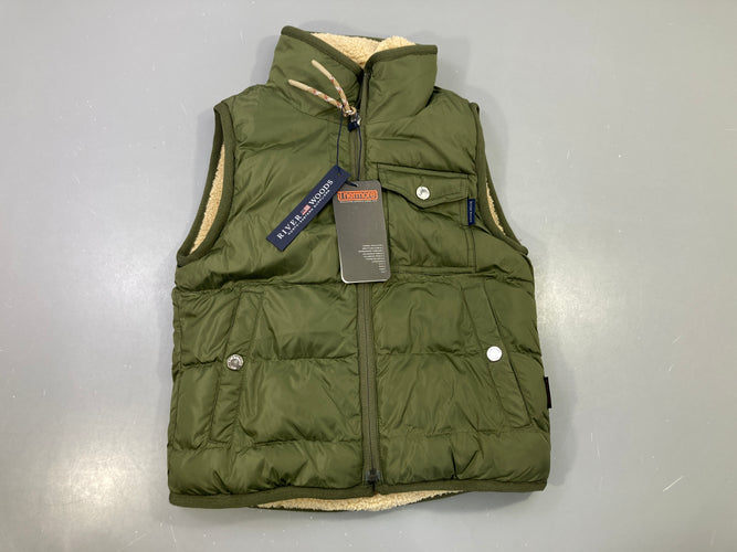 NEUF Bodywarmer réversible kaki matelassé, doublure sherpa, moins cher chez Petit Kiwi