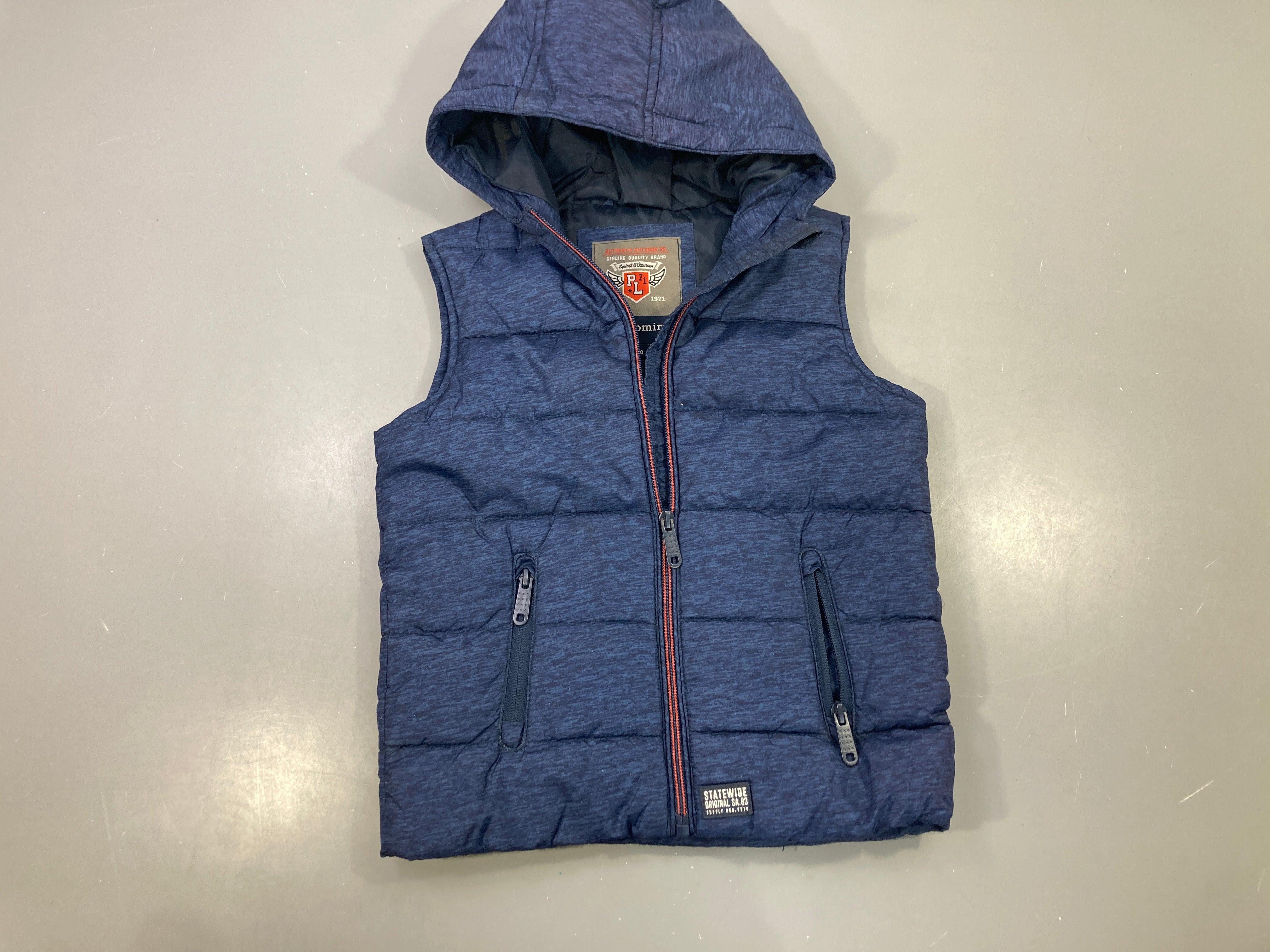 Bodywarmer bleu chiné à capuche
