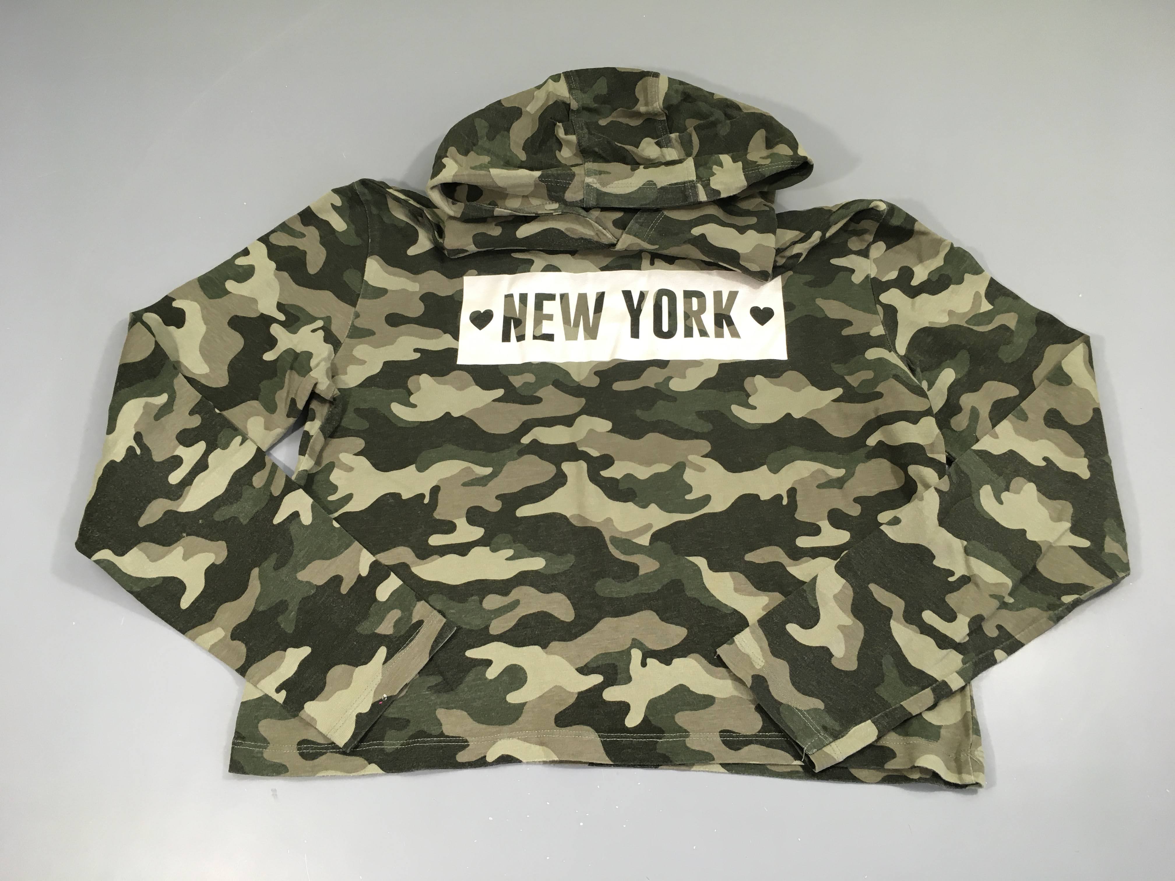 T-shirt m.l à capuche kaki camouflage