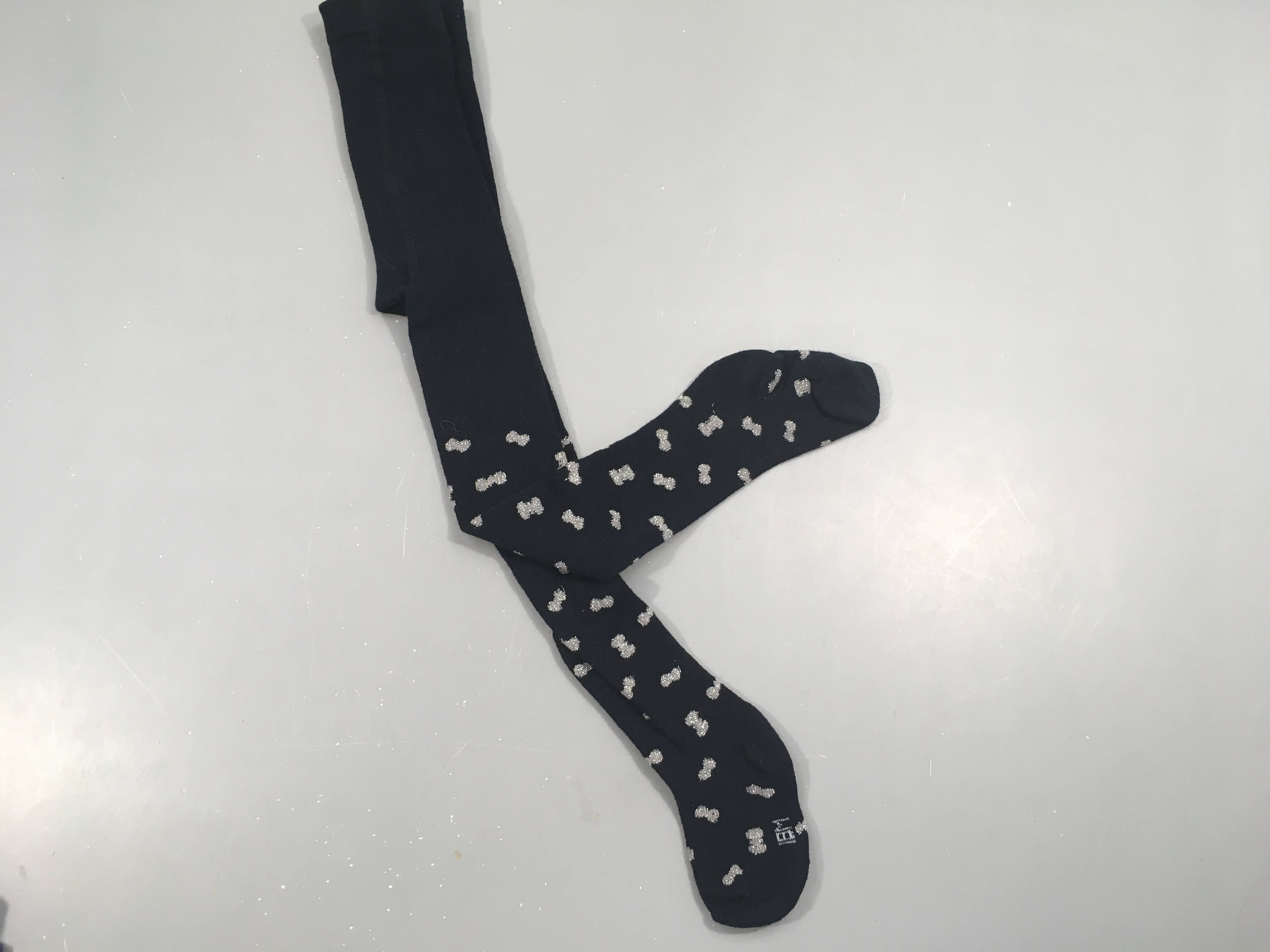 Collants bleu marine motifs argentés irisés