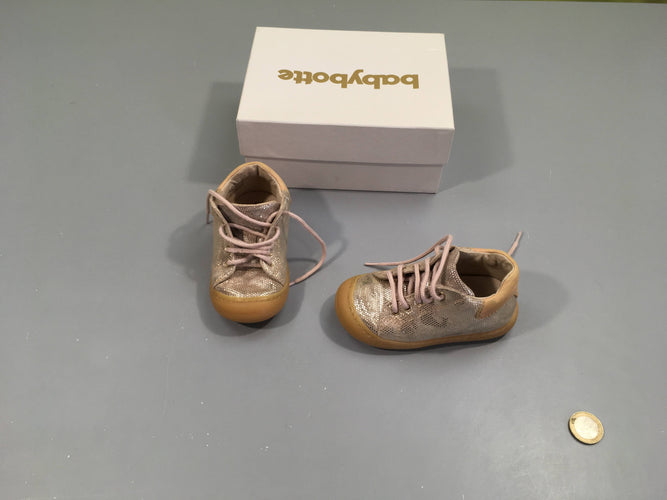 Bottines cir métalisé rose, Argo, 21 Babybotte, moins cher chez Petit Kiwi