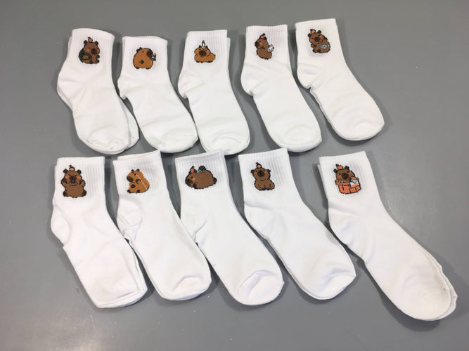Neuf-10 Paires de chaussettes blanches ourson, moins cher chez Petit Kiwi