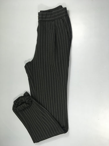 Pantalon à revers noir ligné fin gris, moins cher chez Petit Kiwi