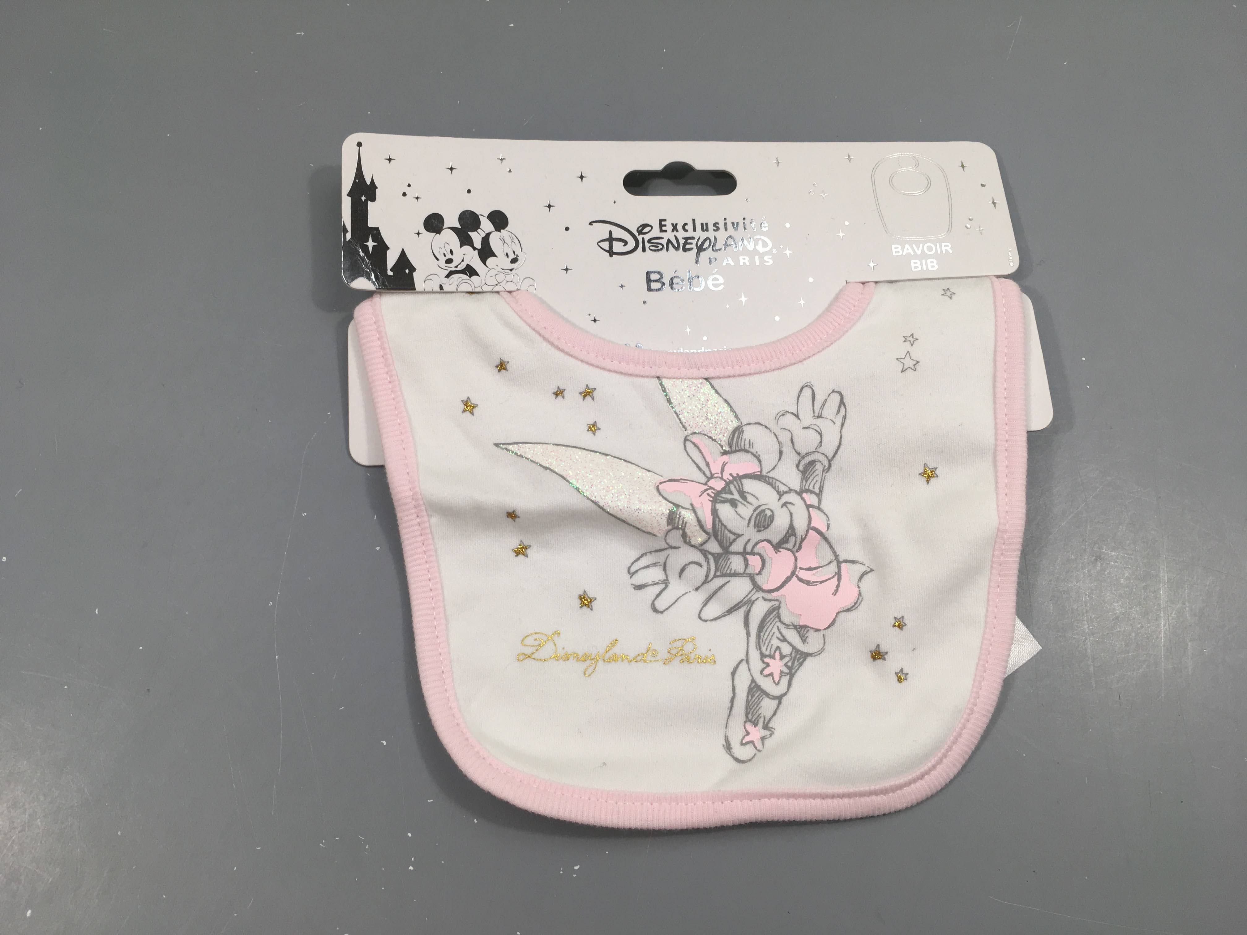 Neuf-Bavoir Minnie blanc rose