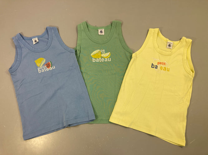 Lot de 3 débardeurs s.m bleu, vert, jaune, moins cher chez Petit Kiwi