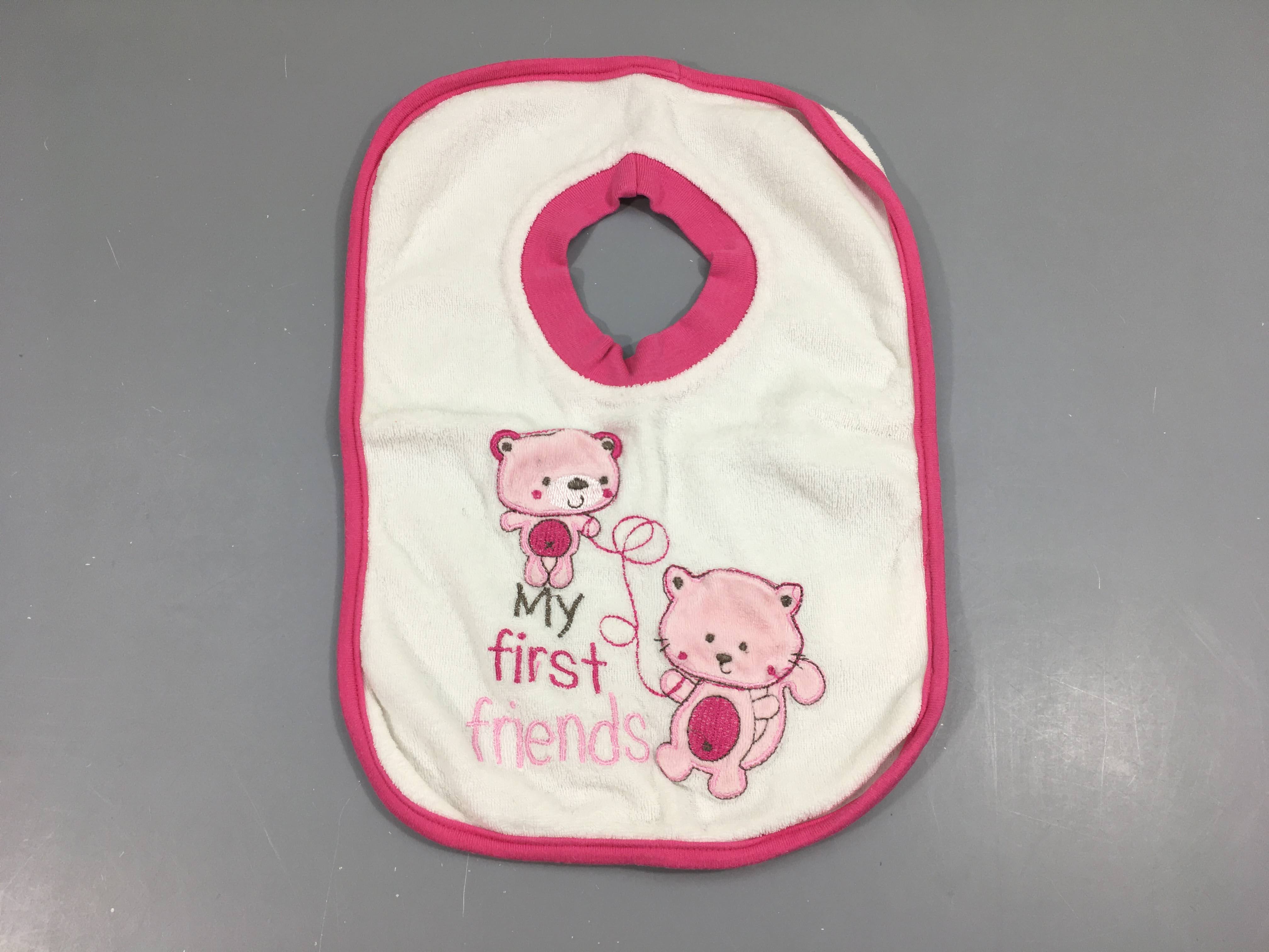 Bavoir à enfiler blanc chats roses