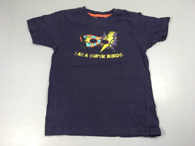 T-shirt m.c bleu foncé Super heros, moins cher chez Petit Kiwi