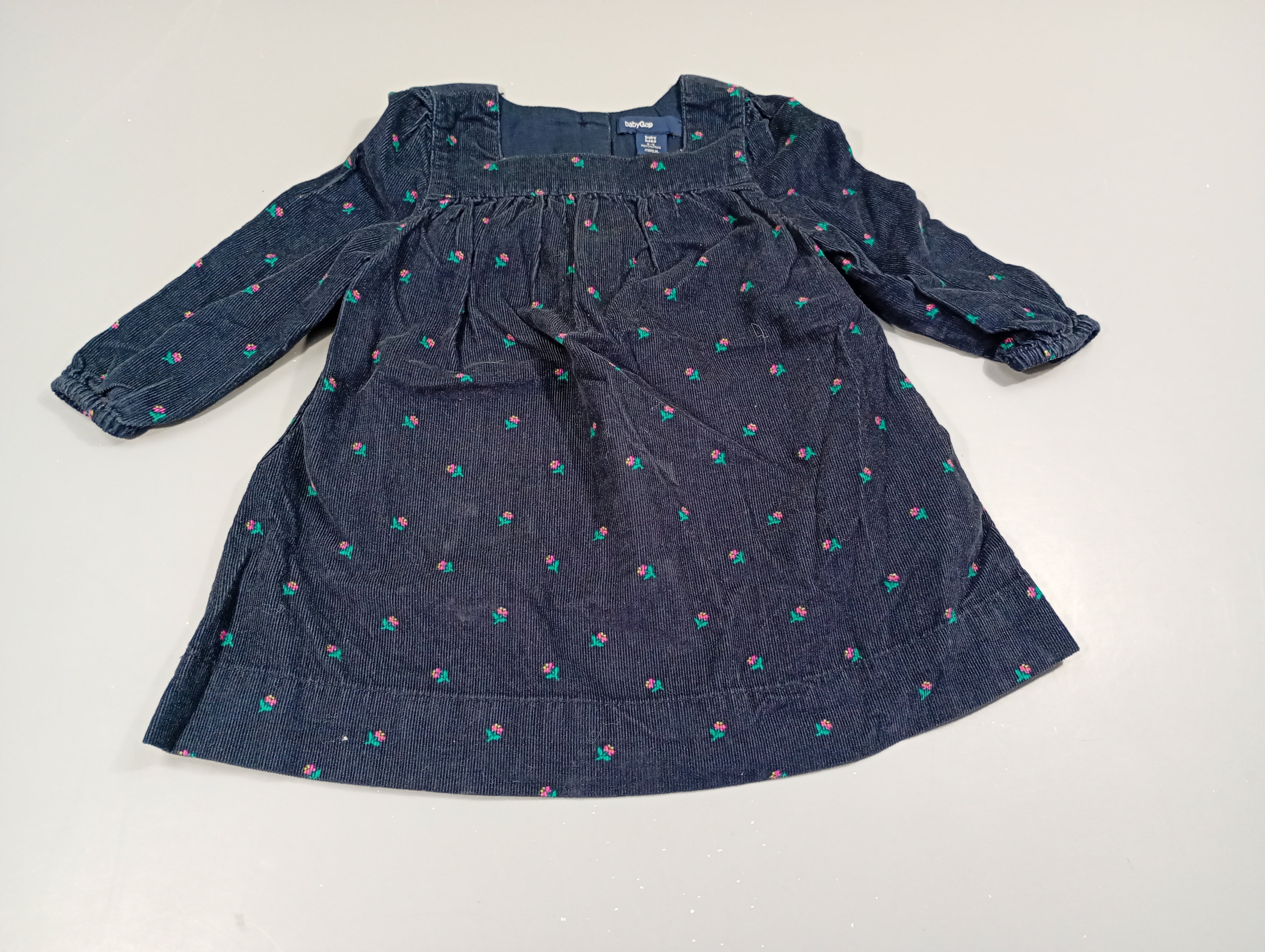Robe ml velours côtelé bleu marine , petites fleurs