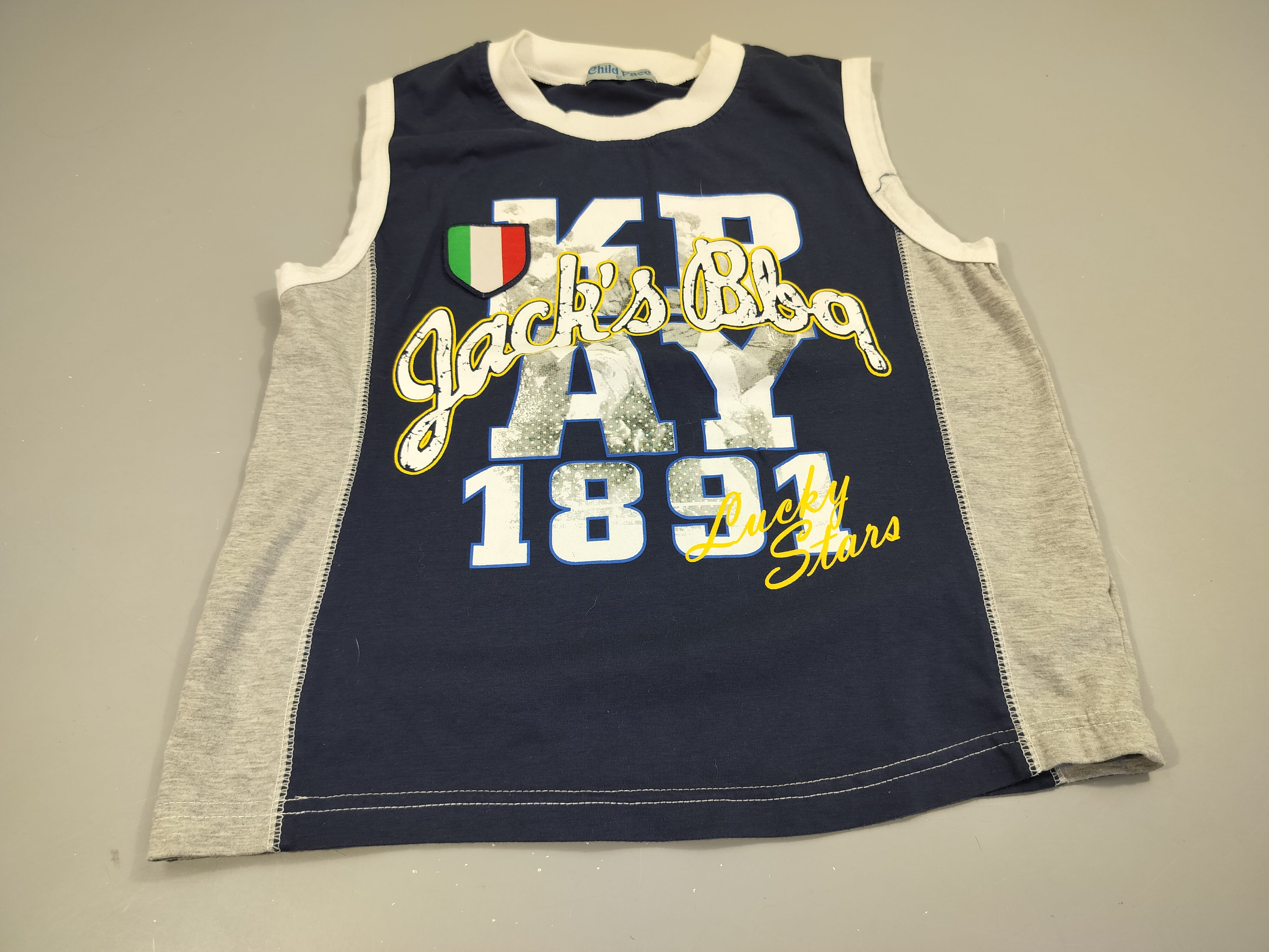 Débardeur bleu marine, gris flammé, blanc 