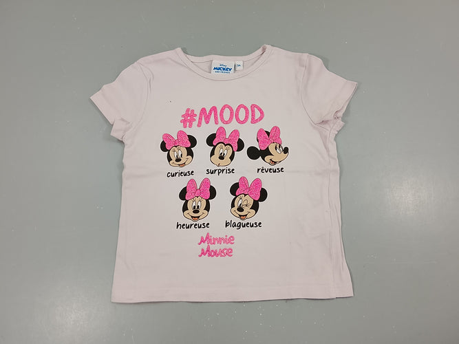 T-shirt m.c rose , têtes de Minnie "Mood", moins cher chez Petit Kiwi