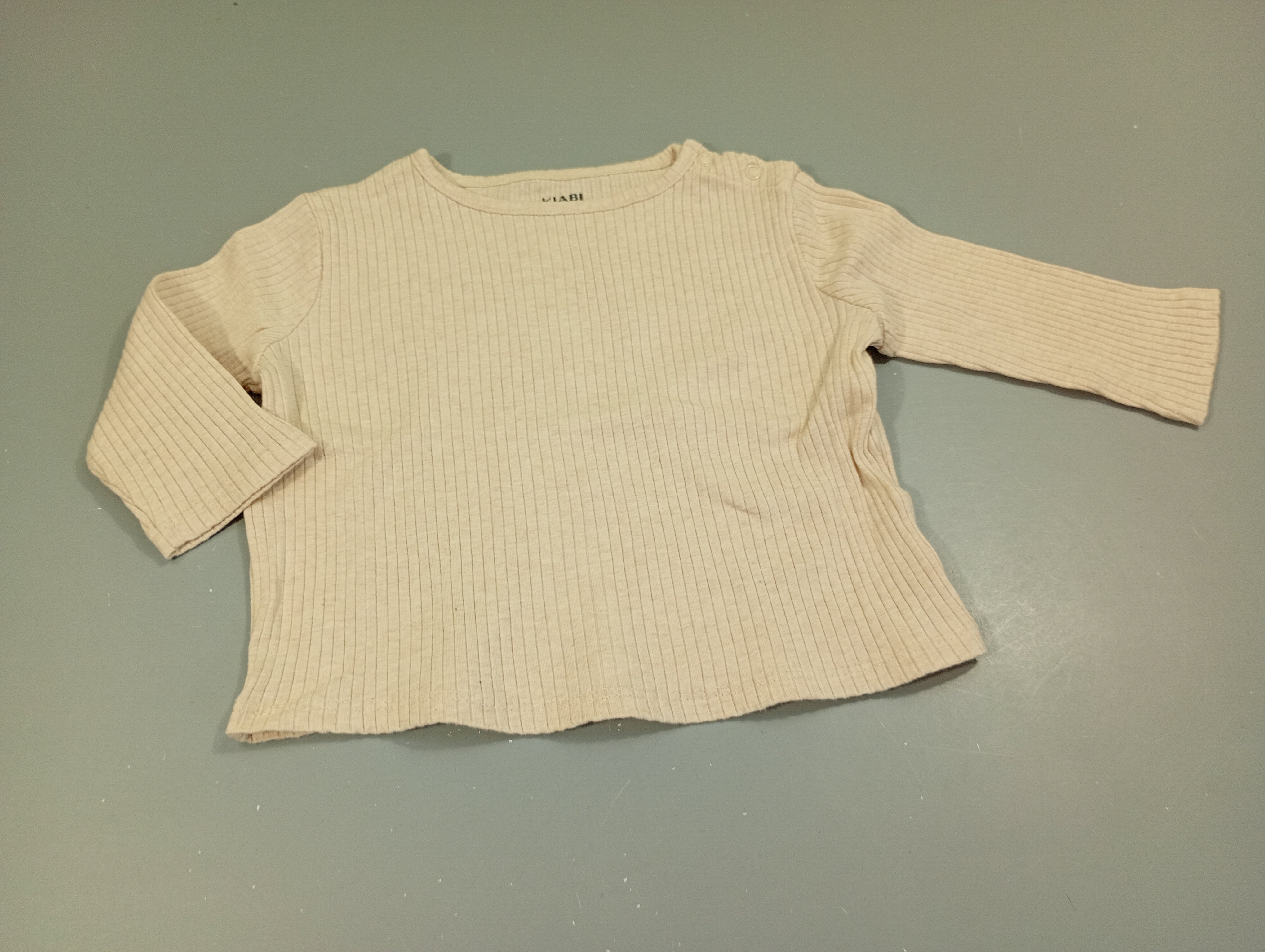 T-shirt m.l  beige clair côtelé