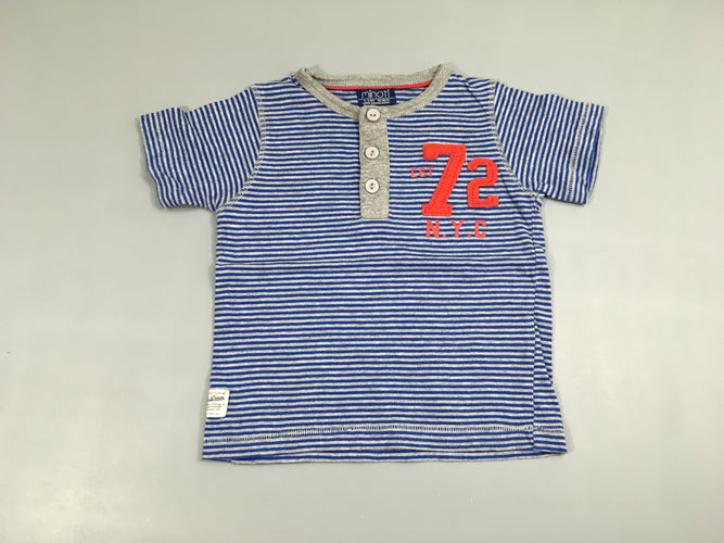 T-shirt m.c gris rayé bleu 72 bouloché, moins cher chez Petit Kiwi
