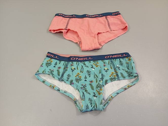 Lot de 2 slips 1 saumon et 1 bleu motifs fleurs, moins cher chez Petit Kiwi