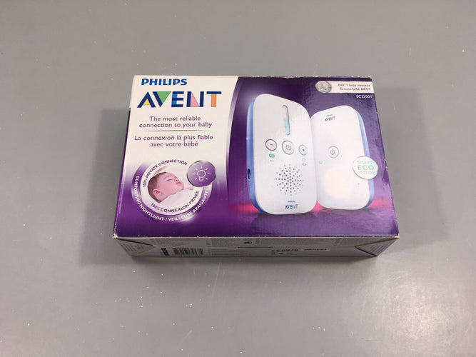 Babyphone DECT SCD501 sur secteur ou piles - fonctionne, moins cher chez Petit Kiwi