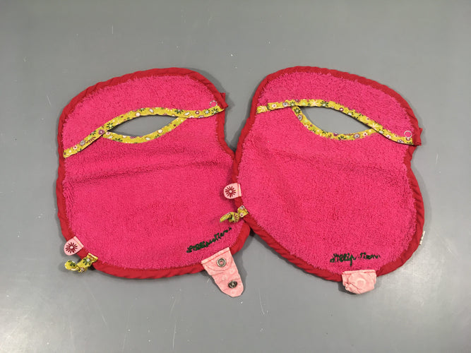 2 Bavoirs fuschia  Liz avec pression pour attache tétine, moins cher chez Petit Kiwi