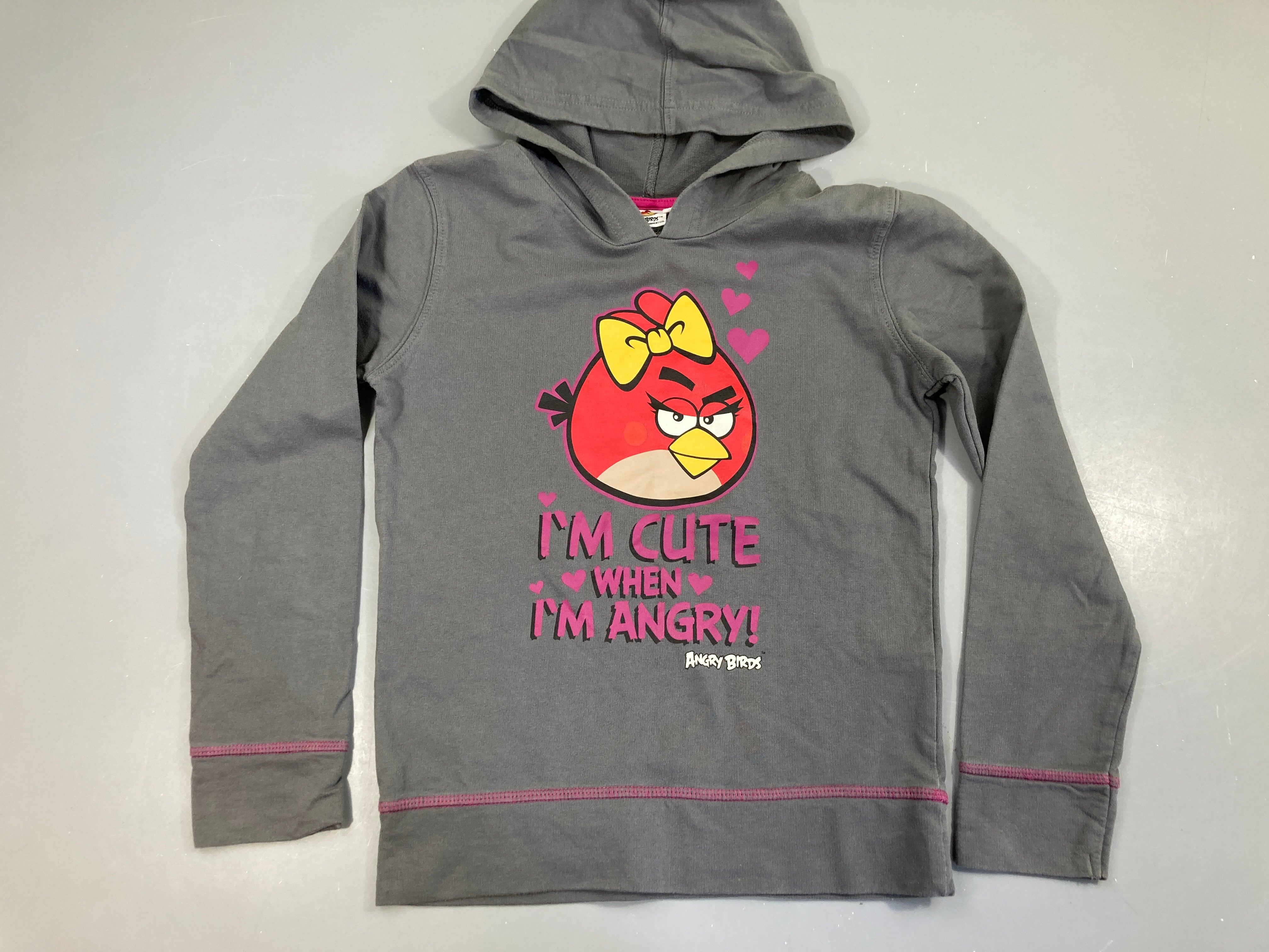 Sweat gris foncé angr.y birds à capuche