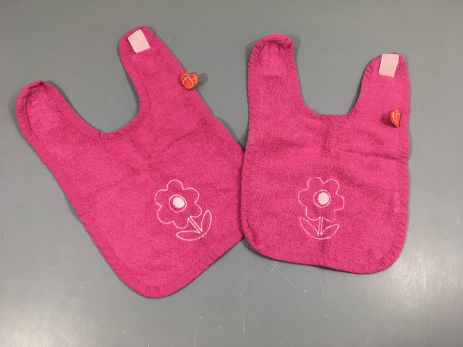 2 Bavoirs velours fuschias Fleur, moins cher chez Petit Kiwi