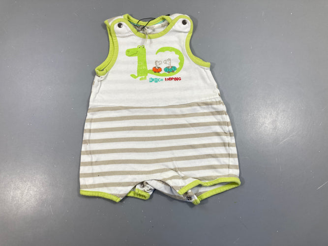 Combishort blanc-vert Croco, moins cher chez Petit Kiwi