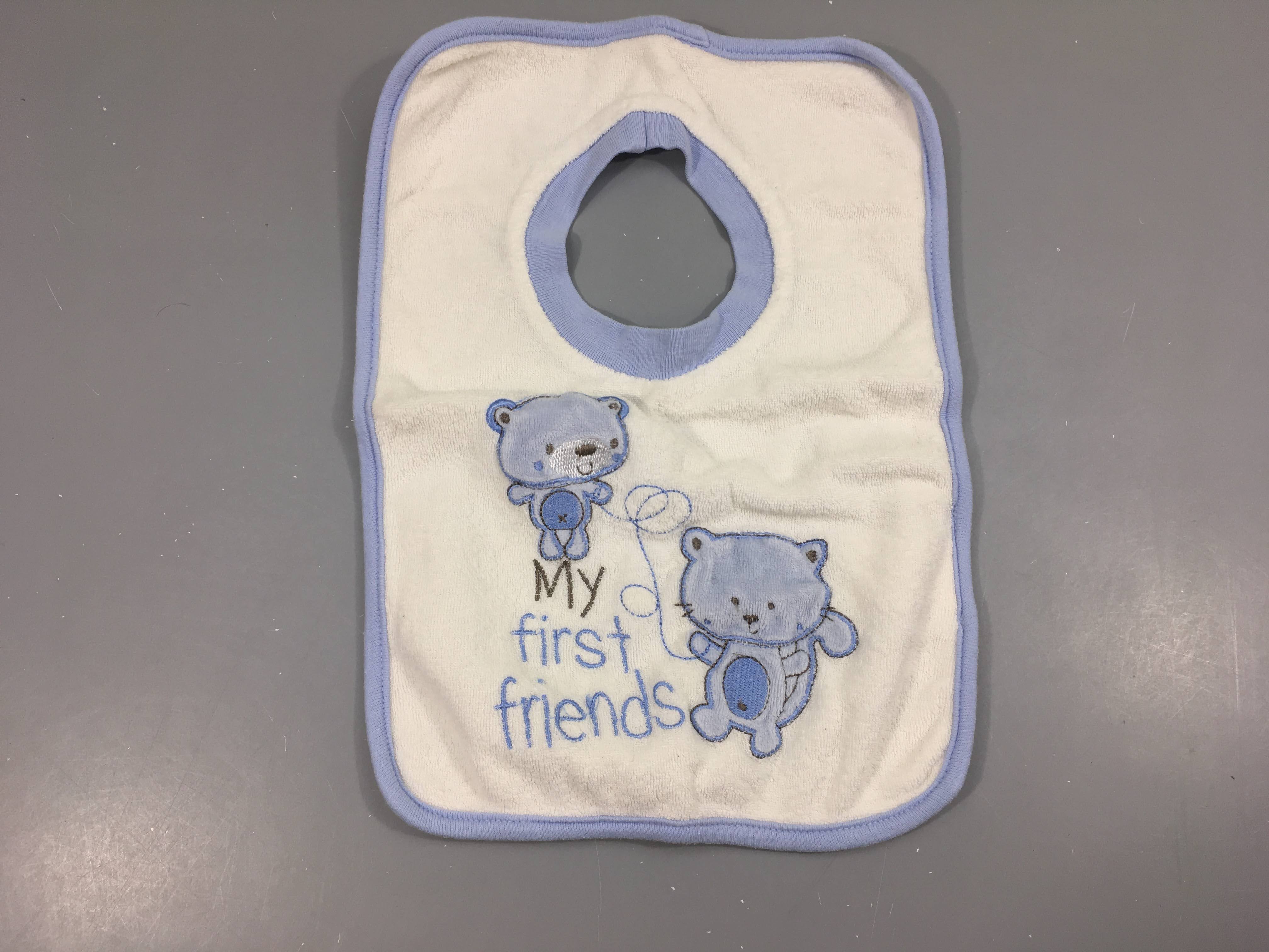 Bavoir à enfiler 27-38cm blanc chats bleus