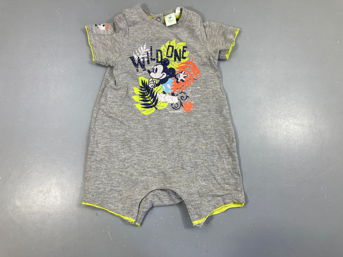 Combishort jersey gris Mickey, moins cher chez Petit Kiwi