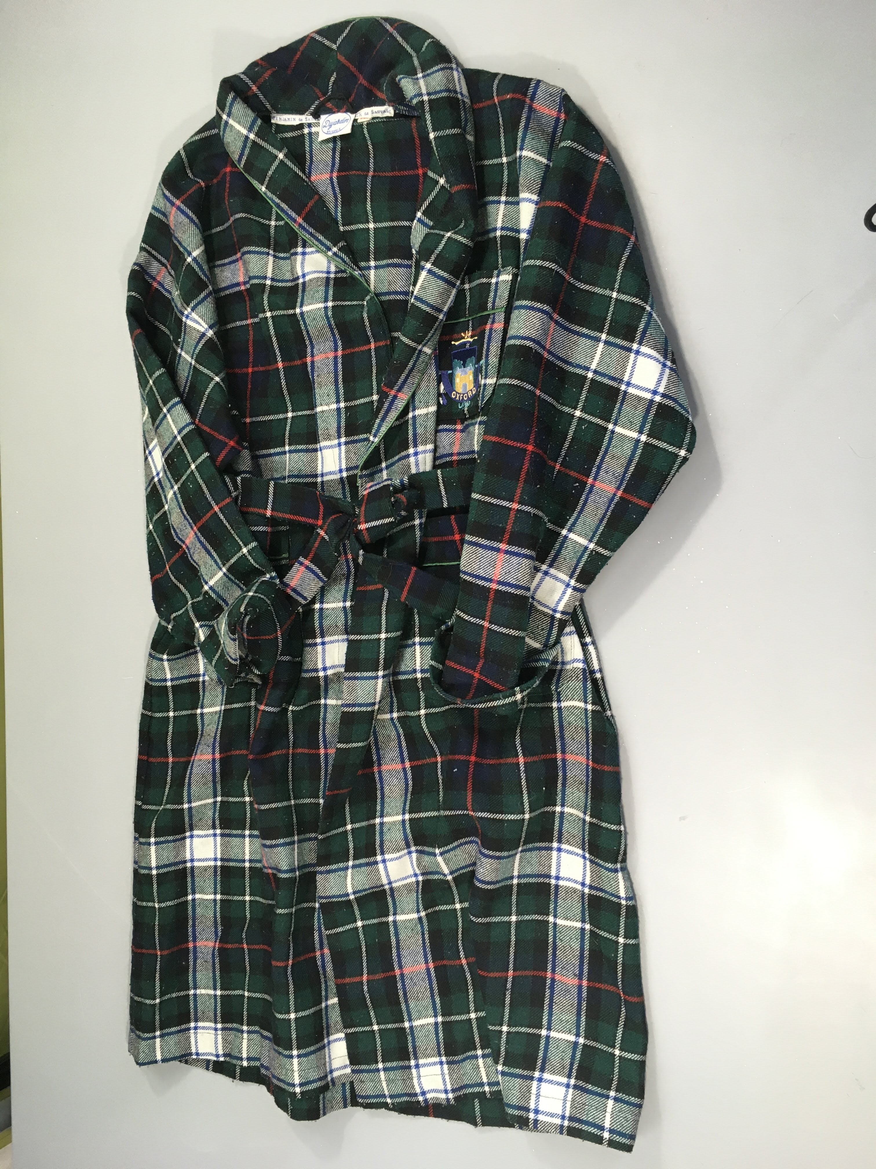 Peignoir à carreaux vert--bleu-rouge Bouloché