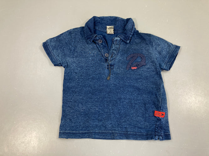 Polo m.c jersey bleu foncé chiné, moins cher chez Petit Kiwi