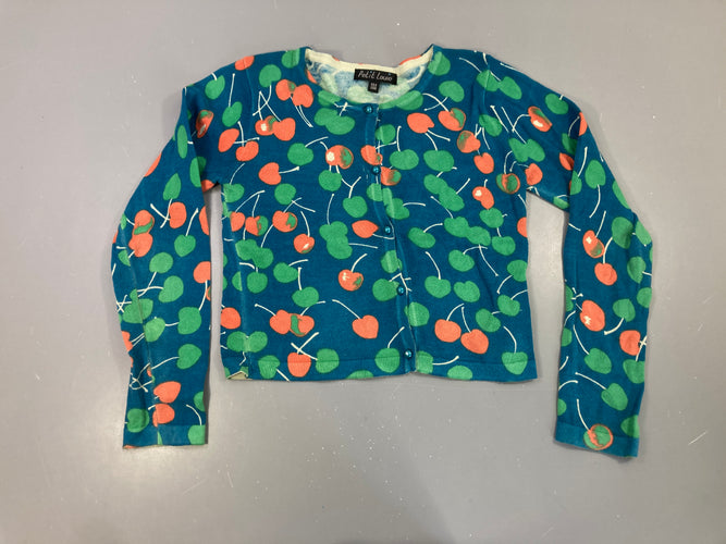 Gilet bleu imprimé cerises, Petit Louie Légèrement bouloché, moins cher chez Petit Kiwi