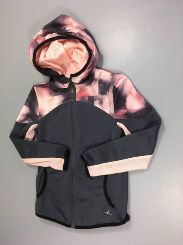 Sweat zippéà capuche de sport gris/rose, moins cher chez Petit Kiwi
