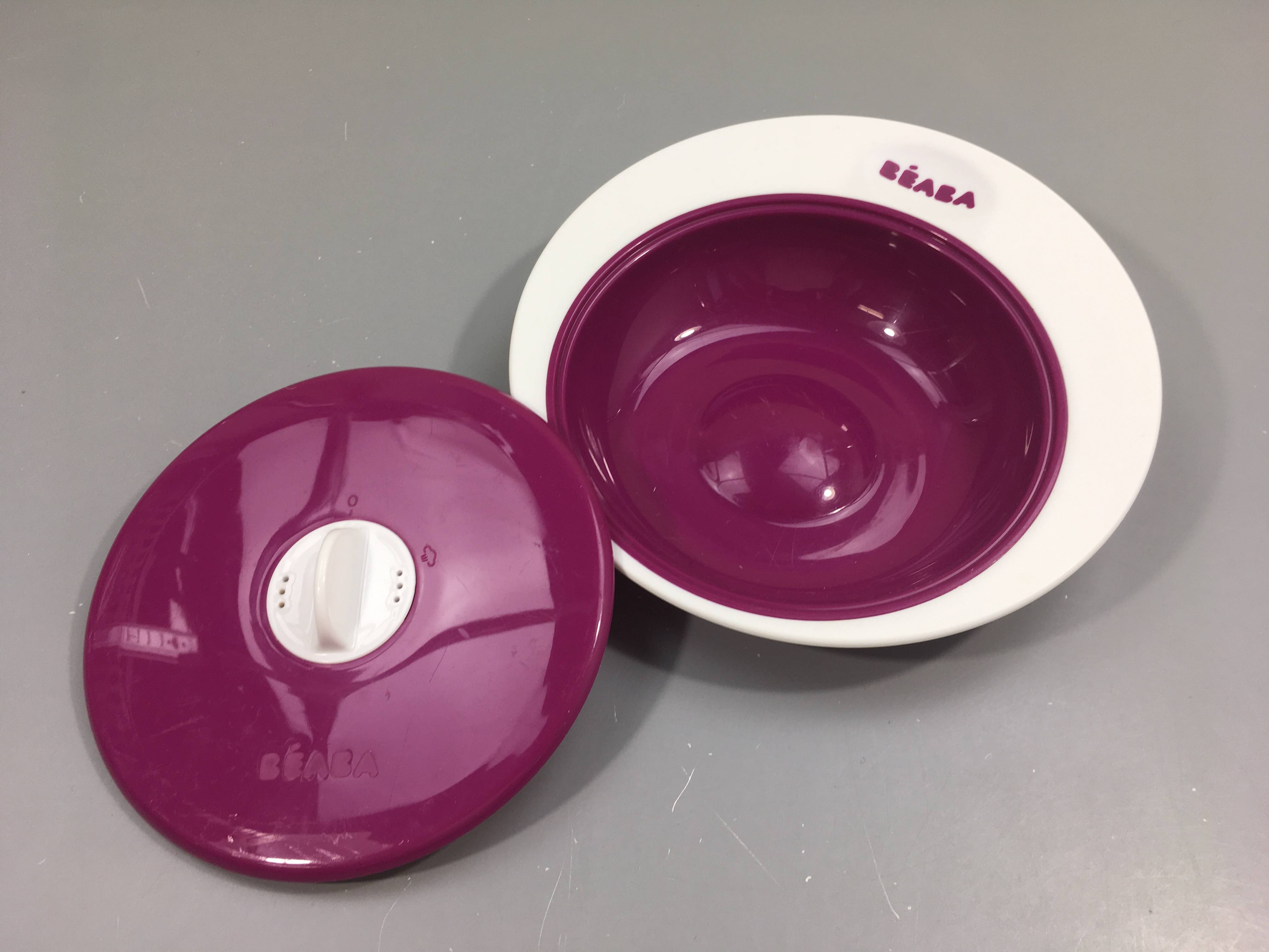 Assiette Ellipse Beaba Gipsy prune Traces d'ususre